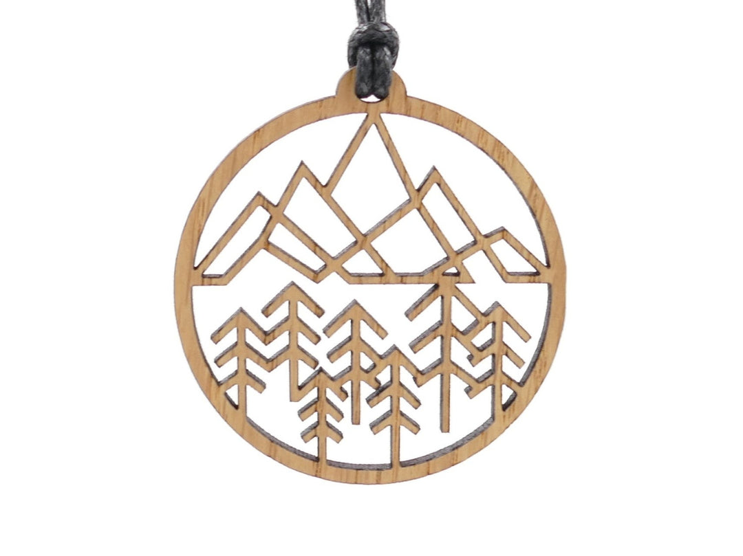 Spiegel-Anhänger "Geometrische Berge und Wald"