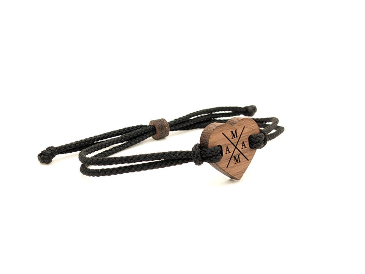 Eco Armband personalisiert ''Herz/X'' Walnussholz