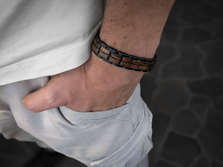 Armkette "BALDUR" | Walnussholz / Antiksilber