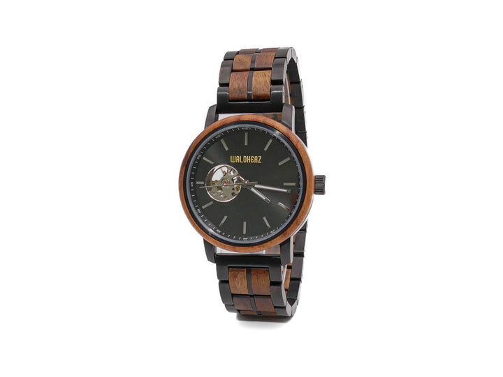 Armbanduhr Automatik "DUNNHALL" | Walnussholz / Schwarz
