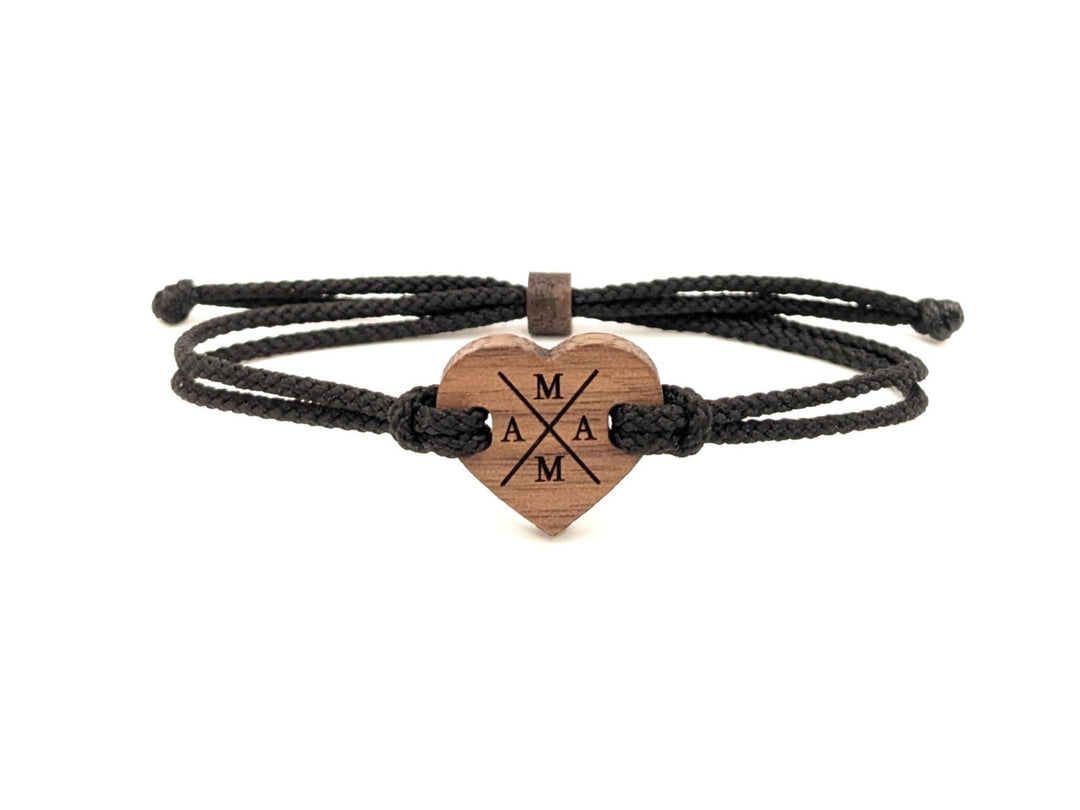Eco Armband personalisiert ''Herz/X'' Walnussholz