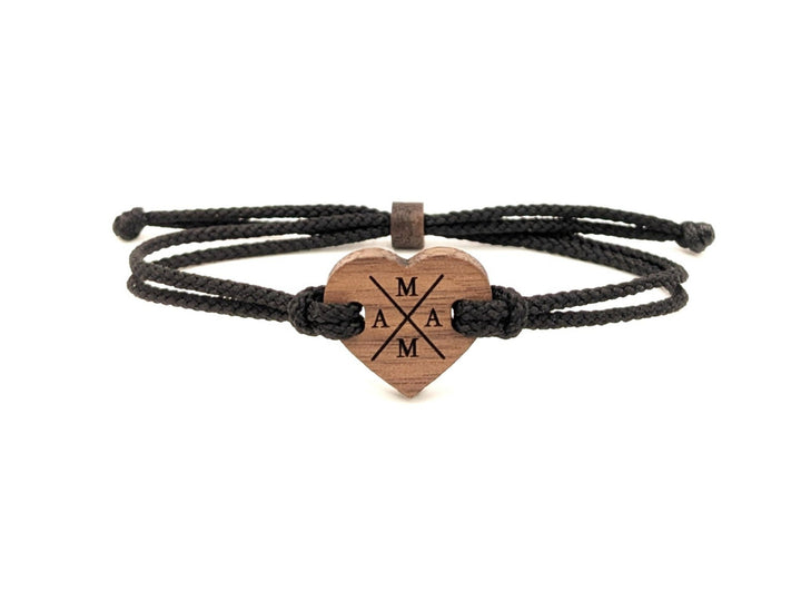Eco Armband personalisiert ''Herz/X'' Walnussholz