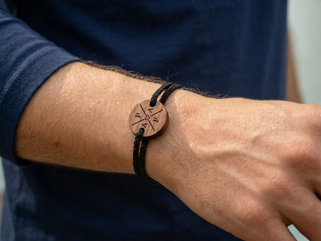 Männer Eco Armband ''X Herz'' Walnussholz