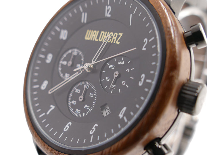 Armbanduhr "NORDHAIN" | Walnussholz / Schwarz