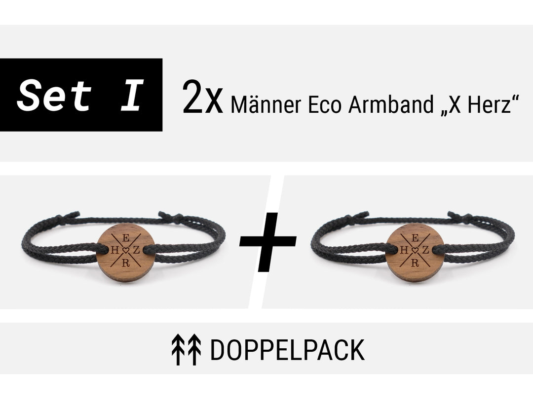 Männer Eco Armband ''X Herz'' Walnussholz