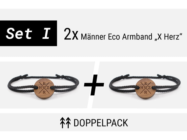 Männer Eco Armband ''X Herz'' Walnussholz