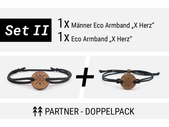 Männer Eco Armband ''X Herz'' Walnussholz