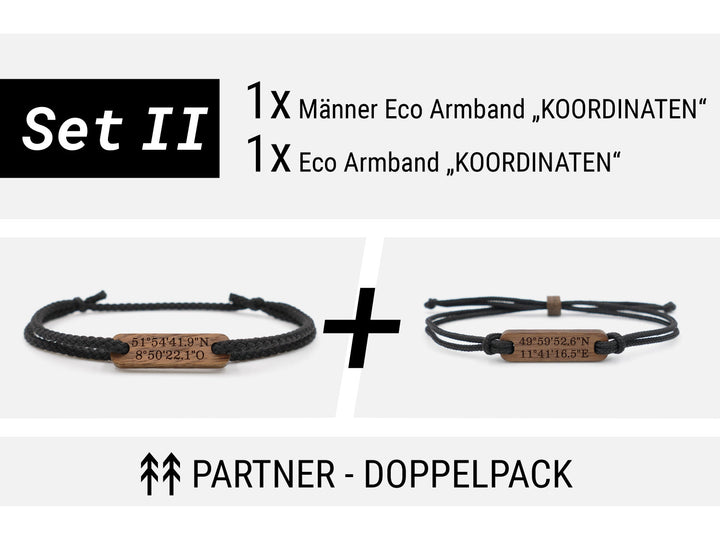 Männer Eco Armband ''Koordinaten'' Walnussholz