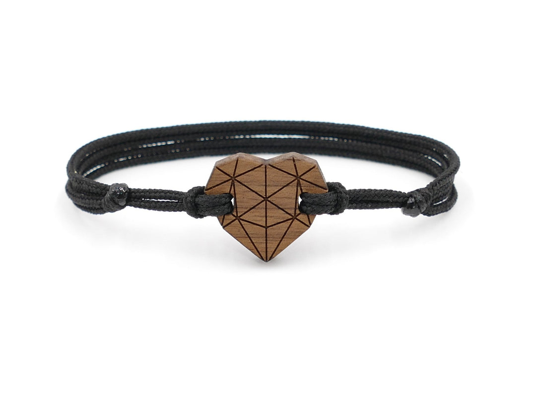 Eco Armband ''Geometrisches Herz'' Walnussholz