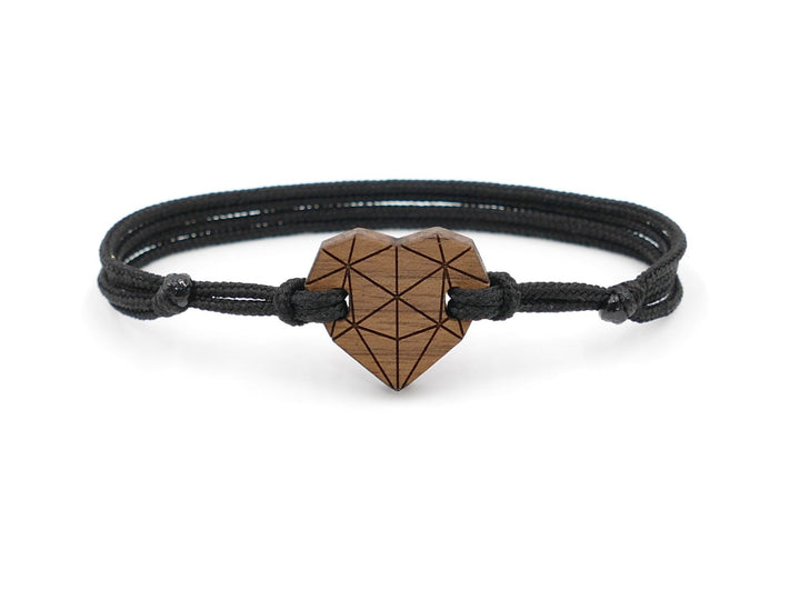 Eco Armband ''Geometrisches Herz'' Walnussholz