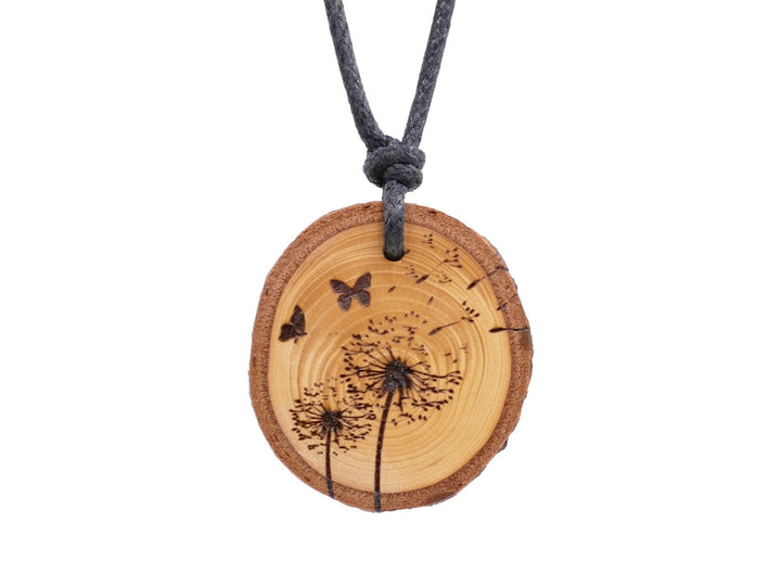 Astscheiben Halskette "Pusteblume" Zedernholz