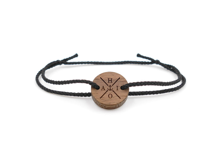 Feines Eco Armband personalisiert ''X Anker'' Walnussholz