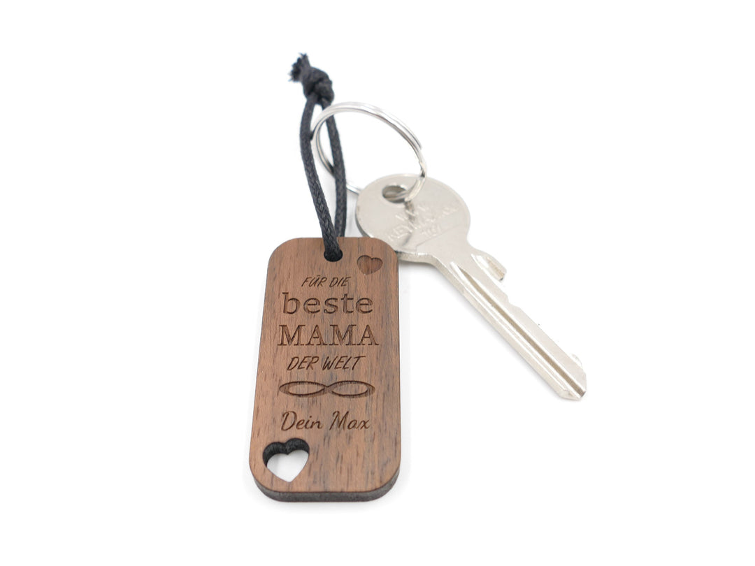 Schlüsselanhänger personalisiert "Beste Mama" Walnussholz