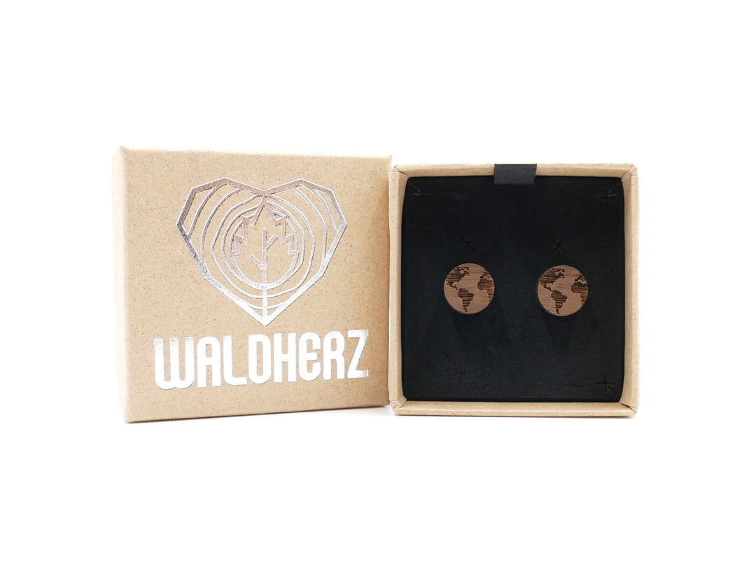 Silber Ohrstecker "Erde" Walnussholz