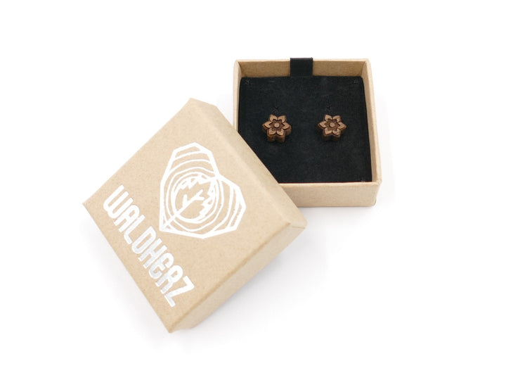 Silber Ohrstecker "Mandala Blume I" Walnussholz