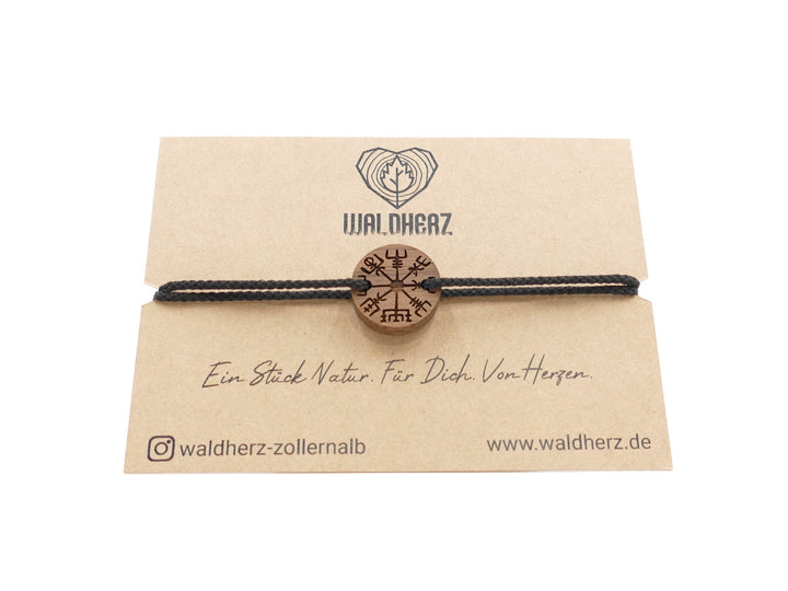 Feines Eco Armband ''Vegvisir'' Walnussholz