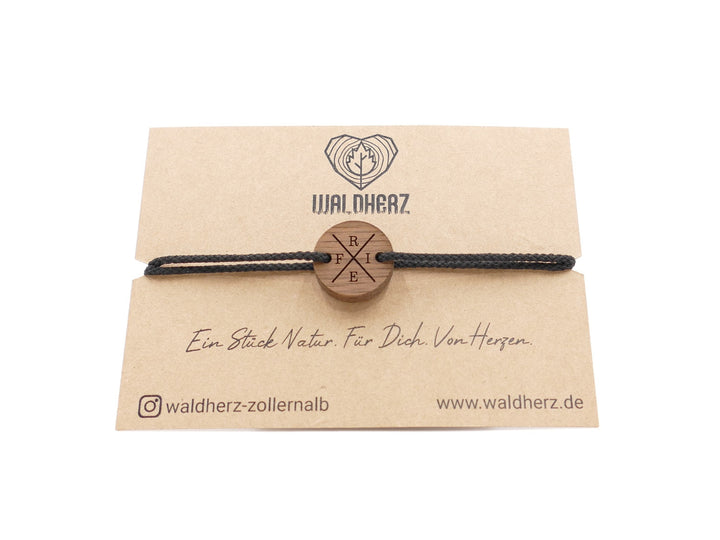 Feines Eco Armband personalisiert ''X'' Walnussholz