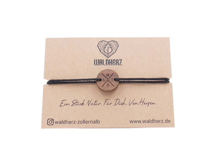 Feines Eco Armband personalisiert ''X Anker'' Walnussholz