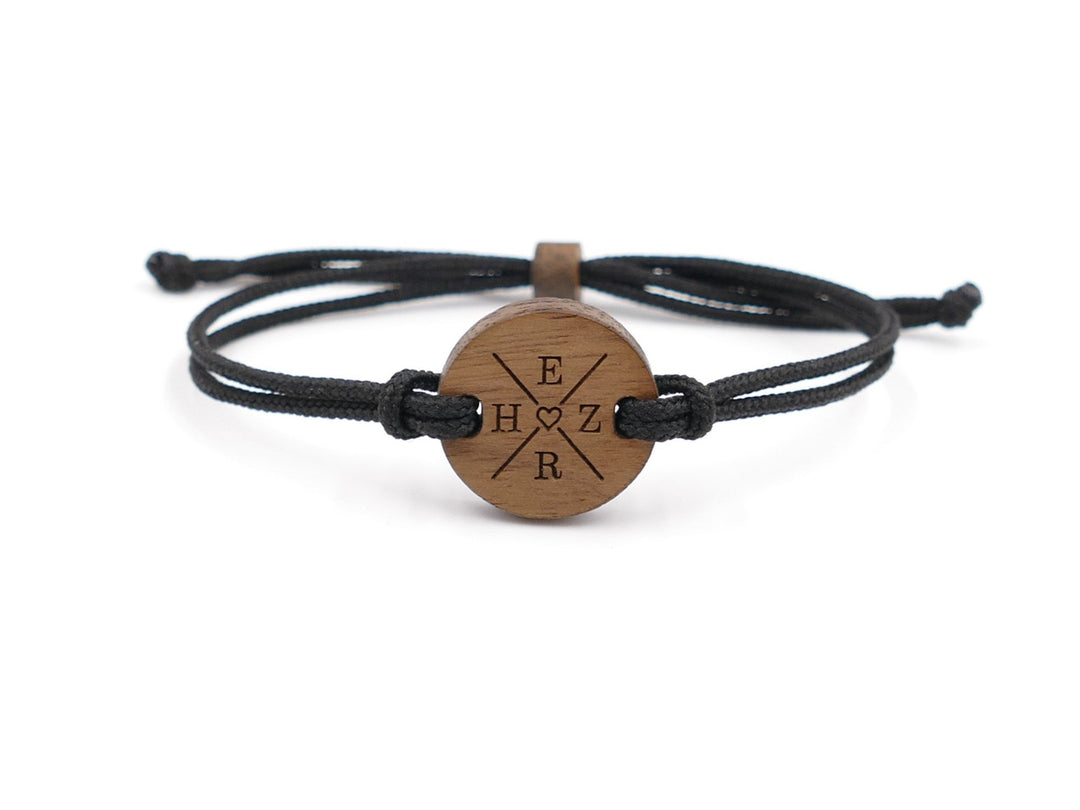 Eco Armband personalisiert ''X Herz'' Walnussholz